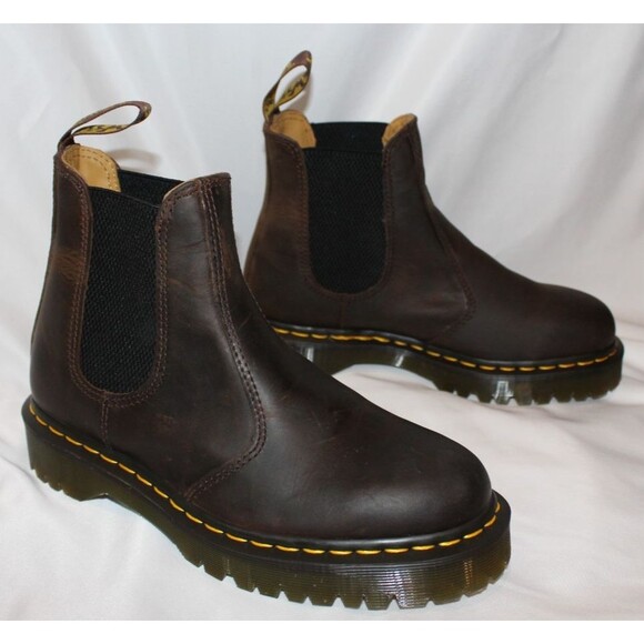 Dr Martens 2976 Chelsea Platform Pull On Boot Dark Brown Crazy Horse Women’s 9 - Picture 1 of 5